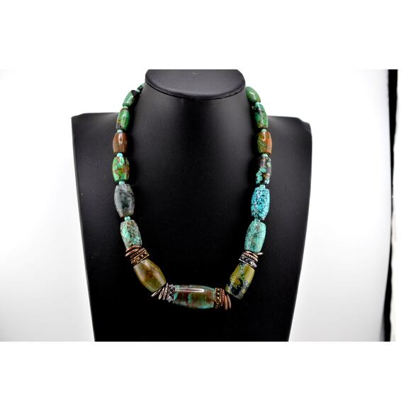 Horse Spirit Studio Jewelry - Natural Hubei Turquoise Necklace Native American Navajo Handmade